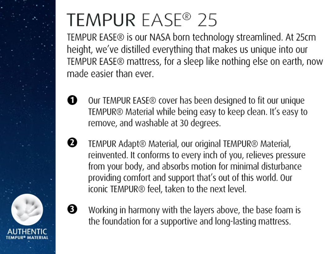 Tempur Ease 25 Mattress-DOUBLE